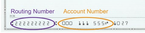 Image showing the location of routing numbers and account numbers on a check.